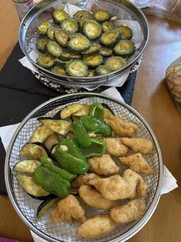 揚げ物 揚げ物 とり天,茄子,揚げ物の写真素材