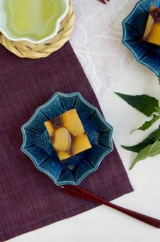 秋の和菓子 栗羊羹 秋の和菓子 栗羊羹 栗羊羹,栗蒸し羊羹,くりの写真素材