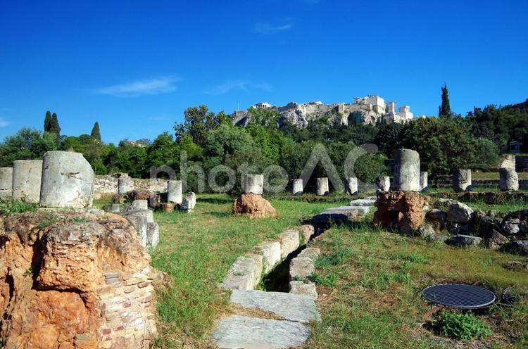 ギリシャ　アテネ　古代アゴラ遺跡群とアクロポリス ギリシャ,アテネ,古代アゴラの写真素材