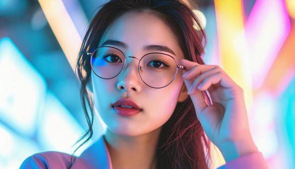 眼鏡をかけた知的で真面目そうな若い女性 眼鏡をかけた知的で真面目そうな若い女性の写真