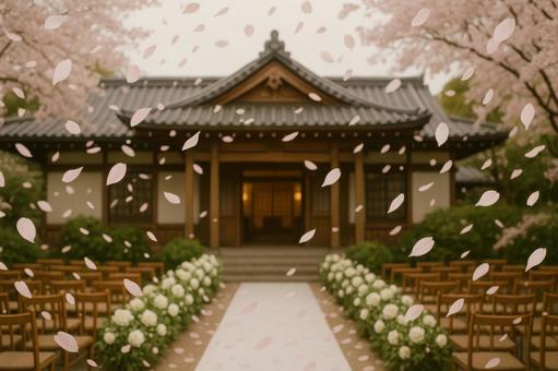 花びら舞う結婚式場 花びら舞う結婚式場の写真