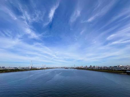 荒川河口の風景 荒川河口の風景 荒川河口,清砂大橋,橋の写真素材