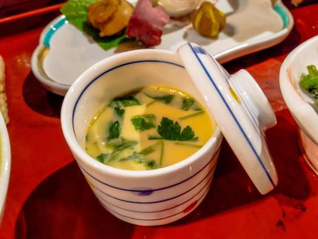 まずは茶碗蒸し 懐石,茶碗蒸し,温泉旅館の写真素材