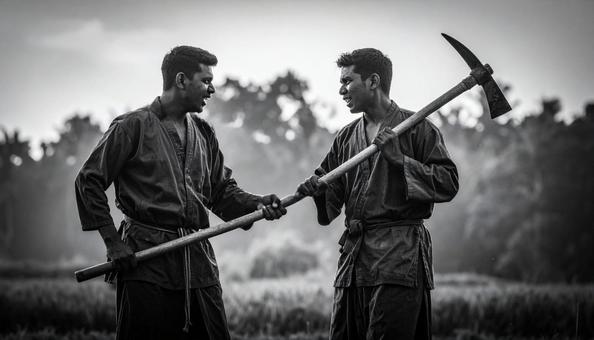 百姓一揆 喧嘩する農民 百姓一揆 喧嘩する農民の写真