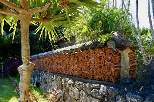 琉球村① 沖縄,琉球村,瓦の写真素材