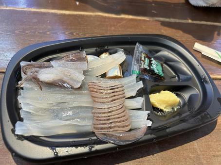 函館　イカ刺し いか,イカ,イカ刺しの写真素材