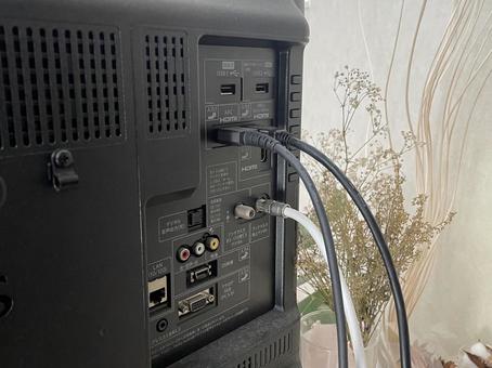テレビ裏 テレビ裏 テレビ,裏側,hdmiの写真素材