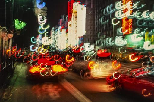 都会の夜景のイメージ、アブストラクト4 都会,夜,イルミネーションの写真素材