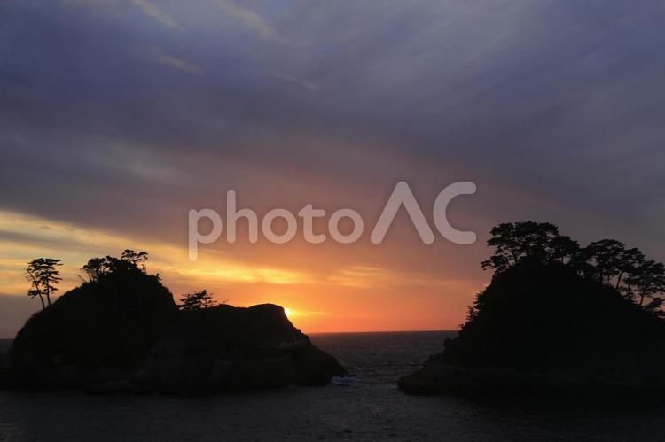 西伊豆町堂ヶ島の美しい夕景 美しい夕景,どうがしま,堂ヶ島の写真素材
