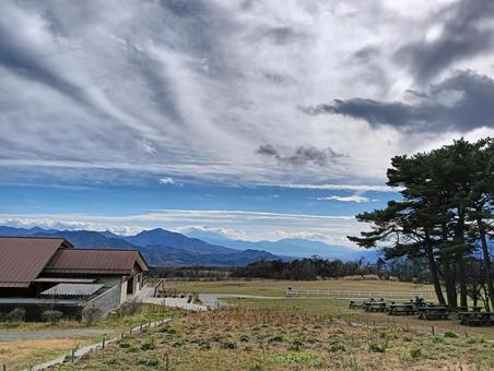 山 山,青空,風景の写真素材