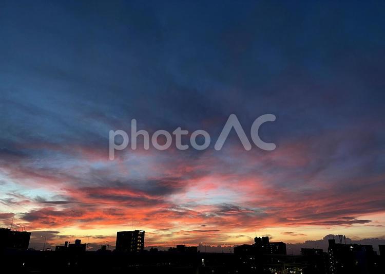 赤く染まった夕日 夕日,空,日の入りの写真素材