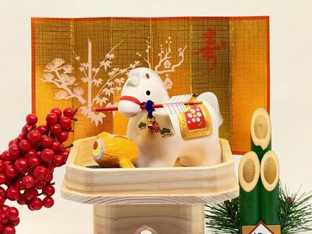 2026正月イメージ 2026年,正月飾り,午年の写真素材