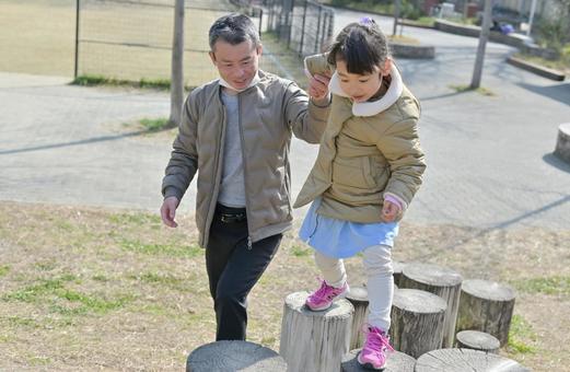 Father and daughter walking hand in hand, parenting, hold hands, children, JPG