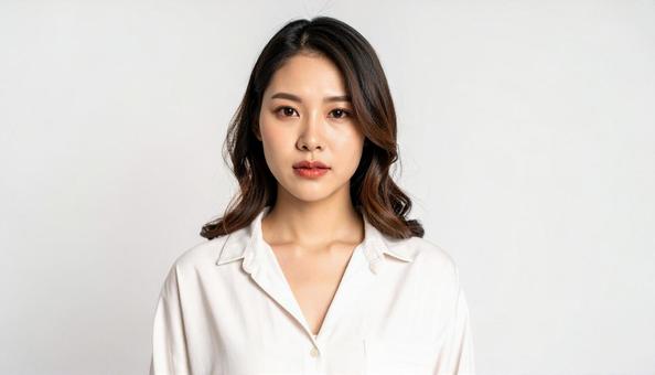 真剣な表情の若い女性のポートレート写真 真剣な表情の若い女性のポートレート写真の写真