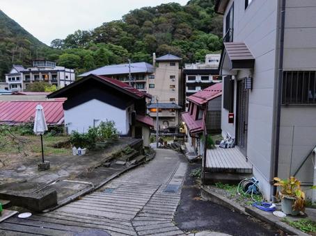 会津若松 東山温泉 温泉街 会津若松,東山温泉,残念坂の写真素材