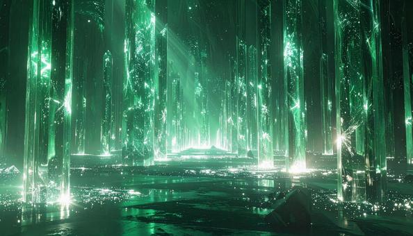 光り輝くエメラルド神殿の遺跡 光り輝くエメラルド神殿の遺跡の写真