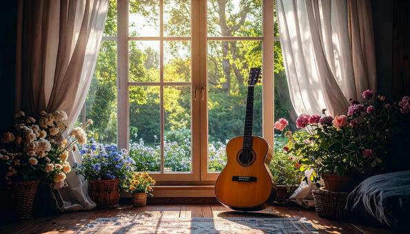 楽器が置かれた部屋の写真