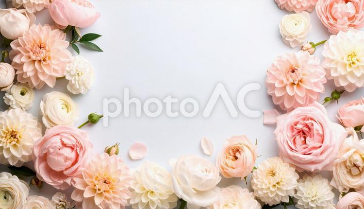 やさしい色合いの花模様とシンプル背景 花,パステル,パターンの写真素材