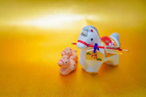 午年の親子馬土鈴 お正月,新年,年賀状の写真素材