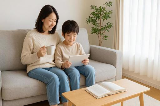 親子の穏やかな暮らし風景・家族・リビング 親子の穏やかな暮らし風景・家族・リビングの写真