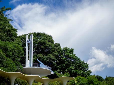 立石公園の展望台 立石公園,夏,青空の写真素材