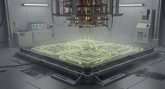 未来的量子コンピュータ研究室の超電導回路 未来的量子コンピュータ研究室の超電導回路の写真