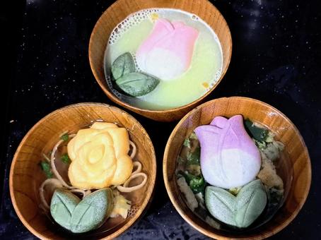 Miso soup made with monaka, food, in the midst, miso soup, JPG