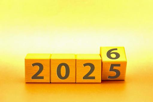 2026年文字ブロック（金背景） 2026年,カウントダウン,金の写真素材