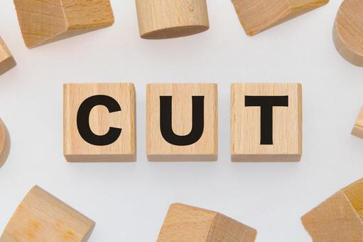積み木に文字　CUT cut,カット,文字の写真素材