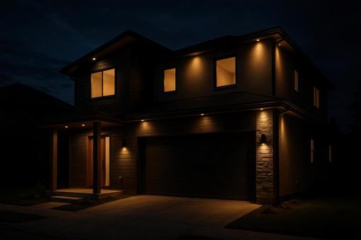 夜のライトアップ住宅 夜のライトアップ住宅の写真