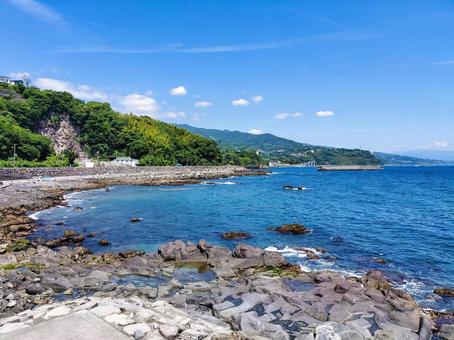 神奈川県足柄下郡真鶴町の琴ヶ浜からの眺望 神奈川県足柄下郡真鶴町の琴ヶ浜からの眺望 琴ヶ浜,真鶴半島,真鶴町の写真素材