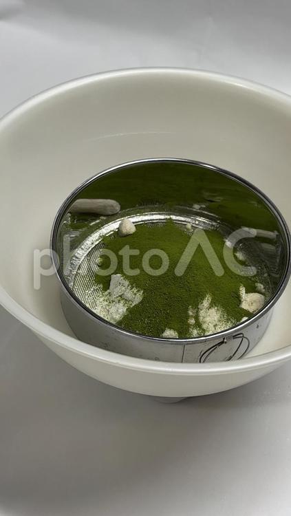 抹茶 ボウル,皿,網の写真素材