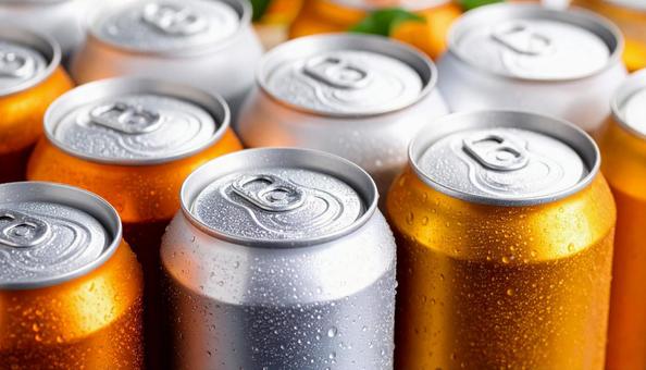 よく冷えて水滴がついた缶飲料 よく冷えて水滴がついた缶飲料の写真
