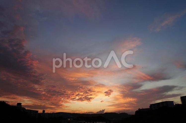 住宅街の夜明け～夏～309 朝日,日の出,早朝の写真素材