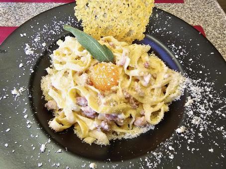 Delicious looking carbonara, carbonara, italian, fashionable, JPG
