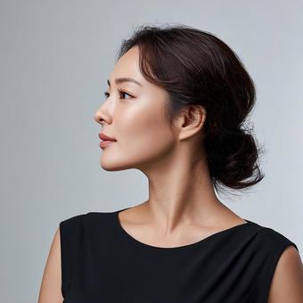 真剣な眼差しのビジネスウーマンの横顔の写真