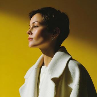 鮮やかな背景の女性の写真