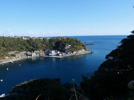 伊豆大島 波浮港 遠景 伊豆大島 波浮港 遠景 波浮港,伊豆大島,大島町の写真素材