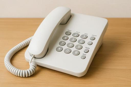 固定電話機と受話器・ビジネス・内線電話 固定電話機と受話器・ビジネス・内線電話の写真