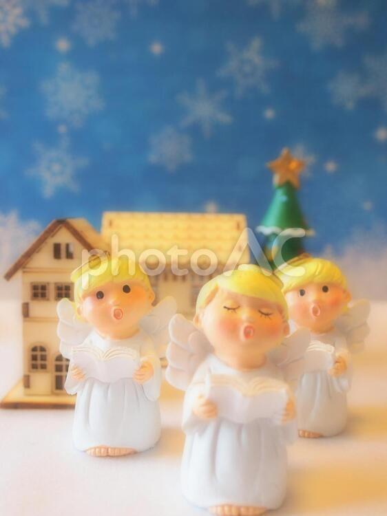 ミニチュア雑貨　クリスマス―天使の聖歌隊（昼） ミニチュア,雑貨,クリスマスの写真素材