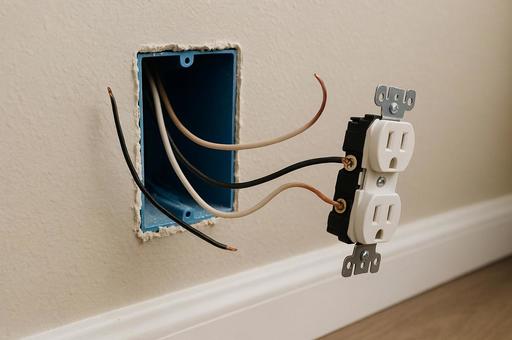電気コンセントの配線作業 電気コンセントの配線作業の写真