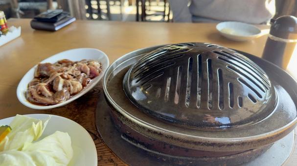 ジンギスカン鉄板料理と羊肉 ジンギスカン,北海道,札幌の写真素材