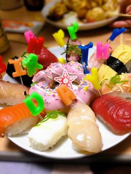 寿司 寿司ケーキ,ケーキ,誕生日の写真素材