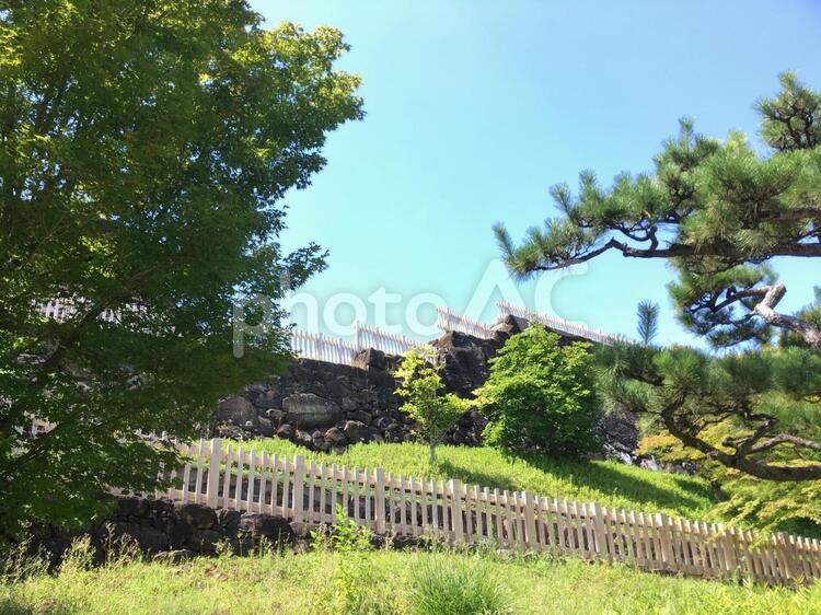 舞鶴城公園の柵 白い柵,柵,仕切りの写真素材