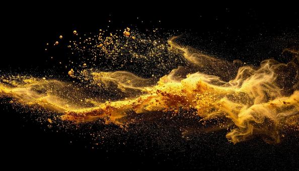 金粉が舞い上がるダイナミック抽象デザイン 金粉が舞い上がるダイナミック抽象デザインの写真