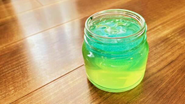 カラフルスライム　ソーダ色 スライム,実験,色つきの写真素材