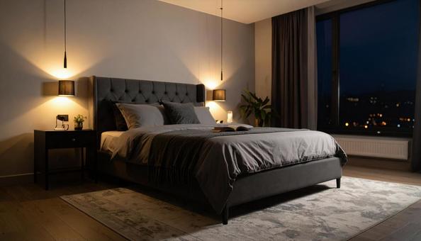 おしゃれなベッドルーム・ホテルインテリアの写真