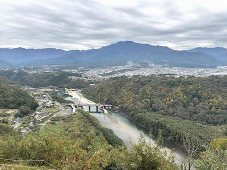 苗木城から望む木曽川 木曽川,苗木城跡,岐阜県の写真素材