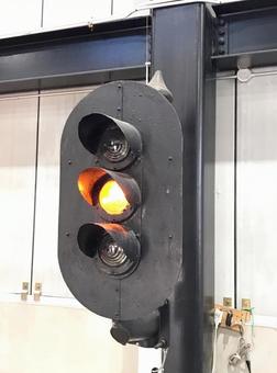 電車信号機 電車信号機,警告,確認の写真素材