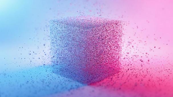 粒子でできた立方体 粒子でできた立方体の写真